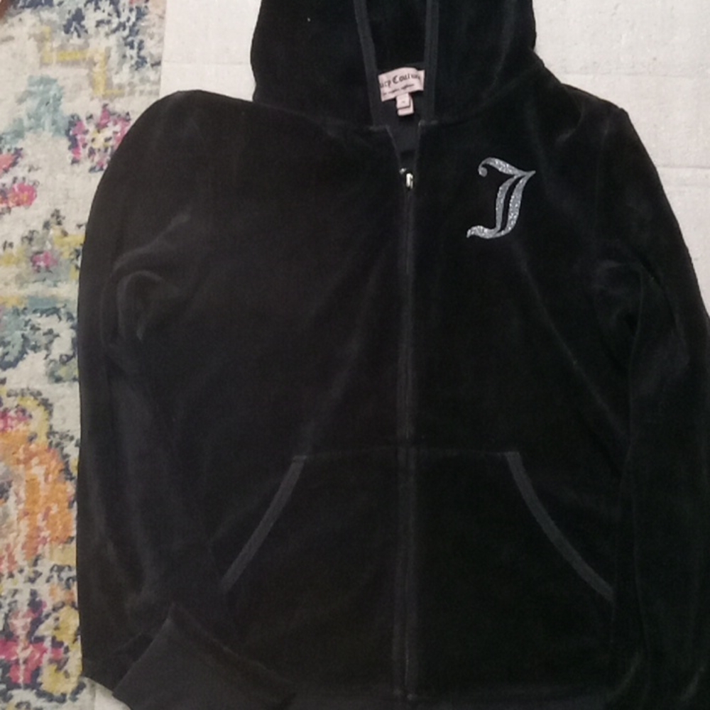 Black velour Juicy Couture hoodie like NWOT